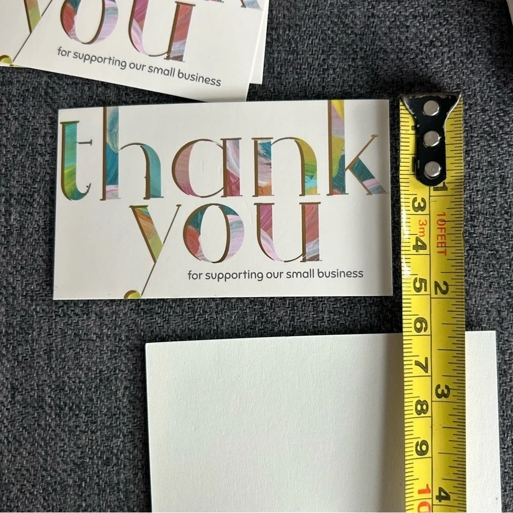 25 THANK YOU Business Cards + 25 Stickers, Starter Set, Colorful, Gold Foil